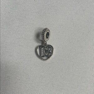 Pandora Silver Heart Charm with Black Accents